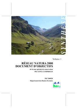 Réseau Natura 2000 Document D'objectifs