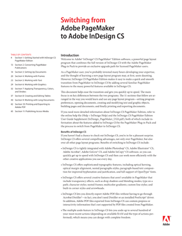 Switching from Adobe Pagemaker to Adobe Indesign CS