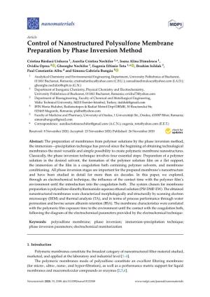 Control of Nanostructured Polysulfone Membrane Preparation by Phase Inversion Method