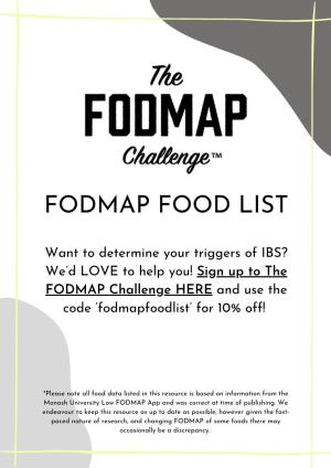Fodmap Food List