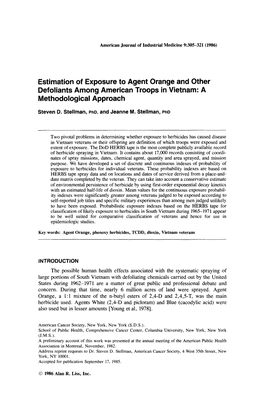 Estimation of Exposure to Agent Orange and Other Defoliants Among American Troops in Vietnam: a Methodological Approach