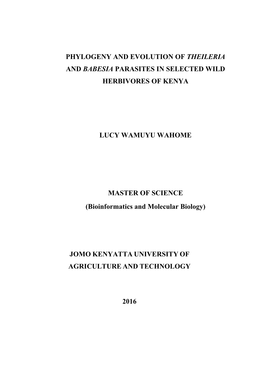 Phylogeny and Evolution of Theileria and Babesia Parasites in Selected Wild Herbivores of Kenya