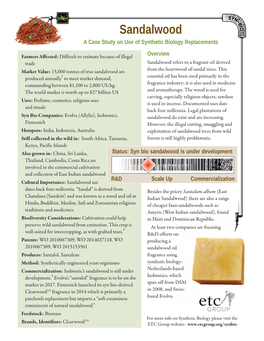 Sandalwood a Case Study on Use of Synthetic Biology Replacements