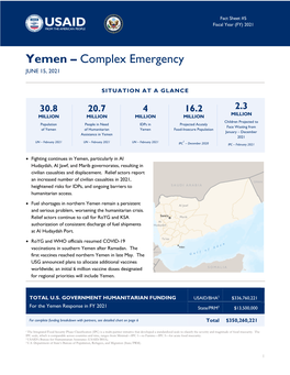 Yemen – Complex Emergency JUNE 15, 2021