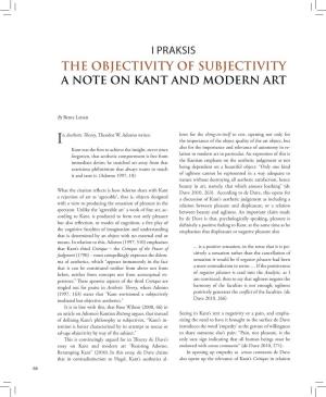 The Objectivity of Subjectivity a Note on Kant and Modern Art