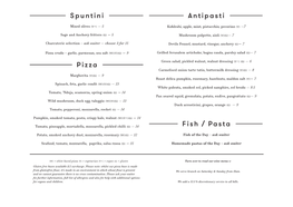 Spuntini Pizza Antipasti Fish / Pasta