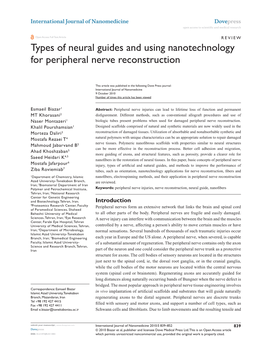 Types of Neural Guides and Using Nanotechnology for Peripheral Nerve Reconstruction