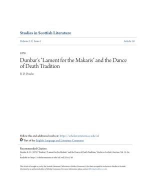 Dunbar's "Lament for the Makaris" and the Dance of Death Tradition R