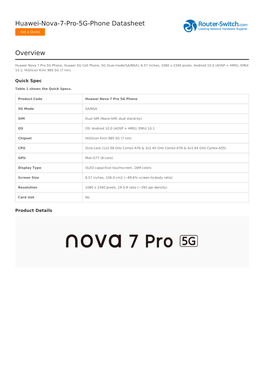 Huawei-Nova-7-Pro-5G-Phone Datasheet Overview