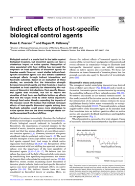 Indirect Effects of Host-Specific Biological Control Agents