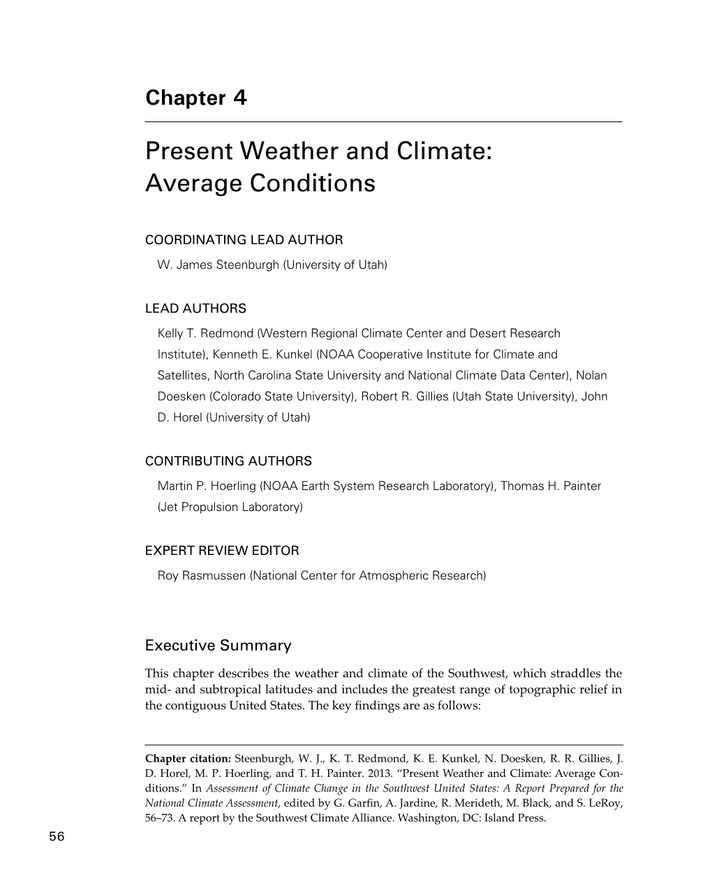 Present Weather and Climate: Average Conditions