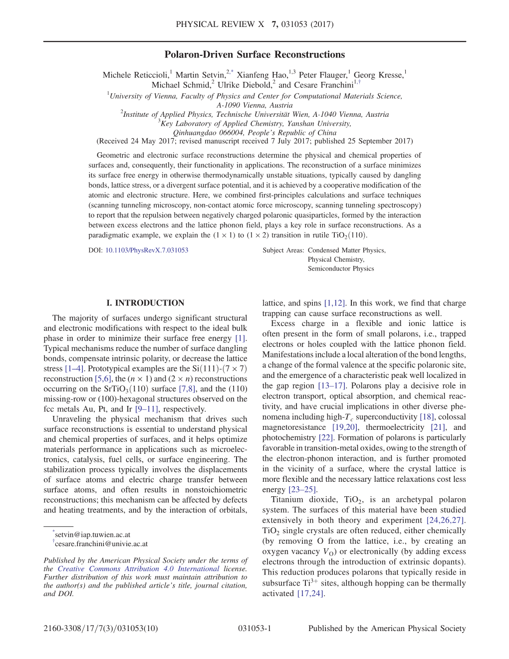 Polaron-Driven Surface Reconstructions