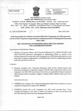 4-ITT9' Vr+-11/Government of India C-Ii/Ministry of Corporate Affairs Office of the Registrar of Companies, Bihar-Cum-Official