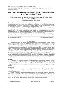 Left Tubal Molar Ectopic Gestation Along with Right Dermoid Cyst Ovary: a Case Report