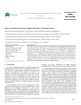 Open Access Research Trends in Higher Education: a Literature Review