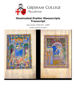 Illuminated Psalter Manuscripts Transcript