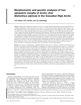 Salvelinus Alpinus) in the Canadian High Arctic