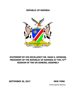 Statement by H.E. Dr. Hage G. Geingob, President of the Republic of Namibia