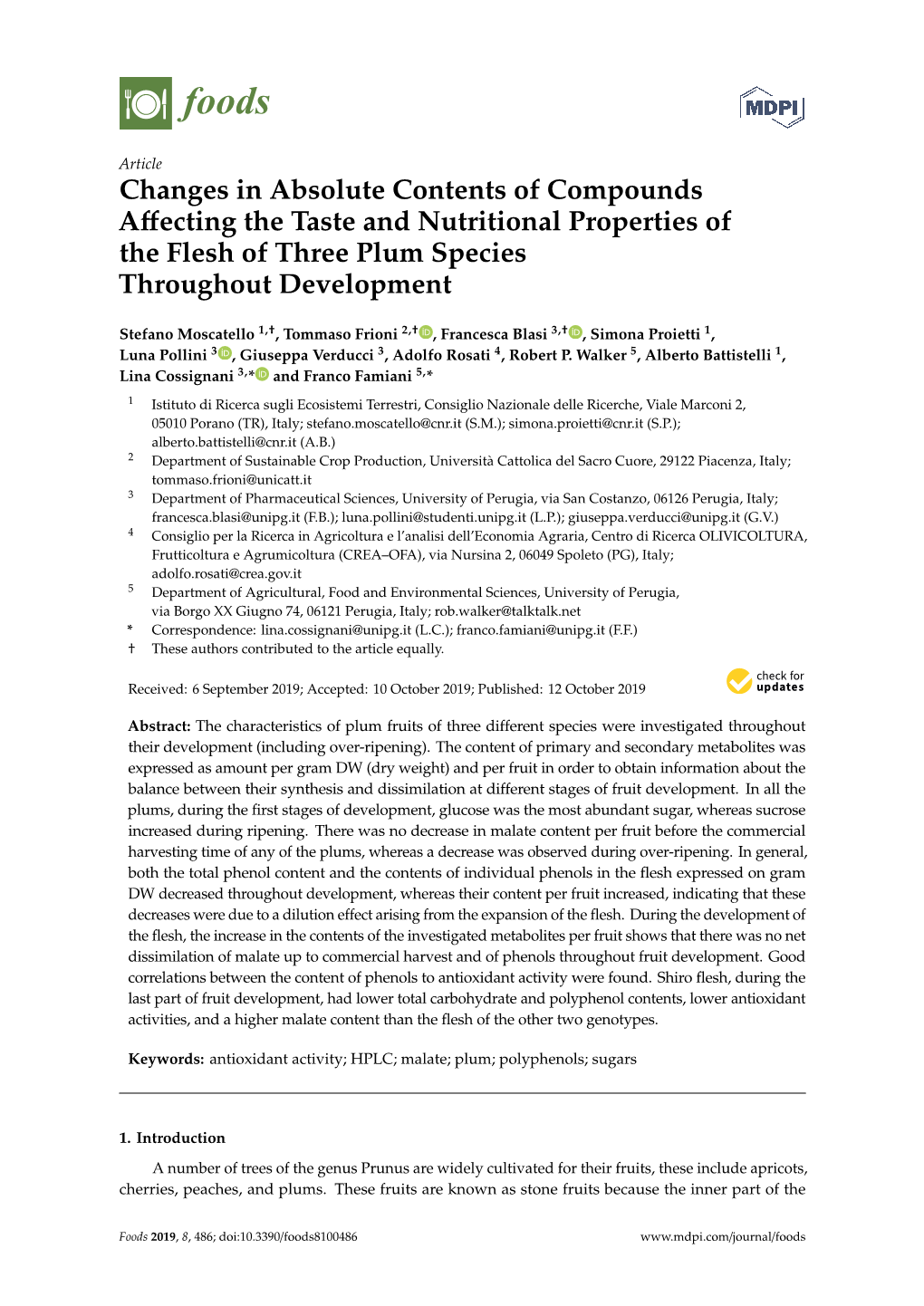 Changes in Absolute Contents of Compounds Affecting the Taste And