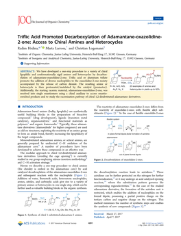 Triflic Acid Promoted Decarboxylation of Adamantane-Oxazolidine- 2-One