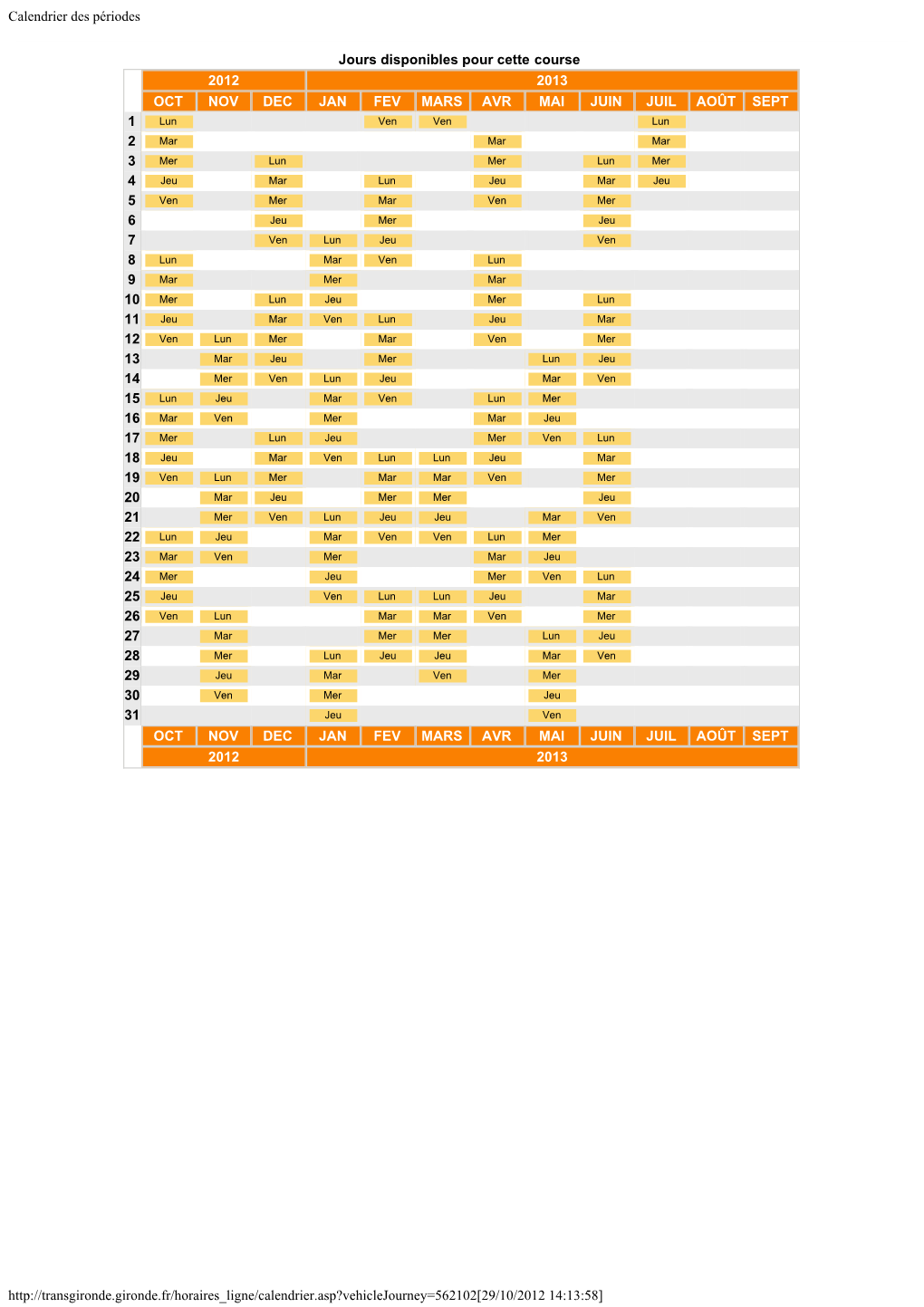 Calendrier Des Périodes