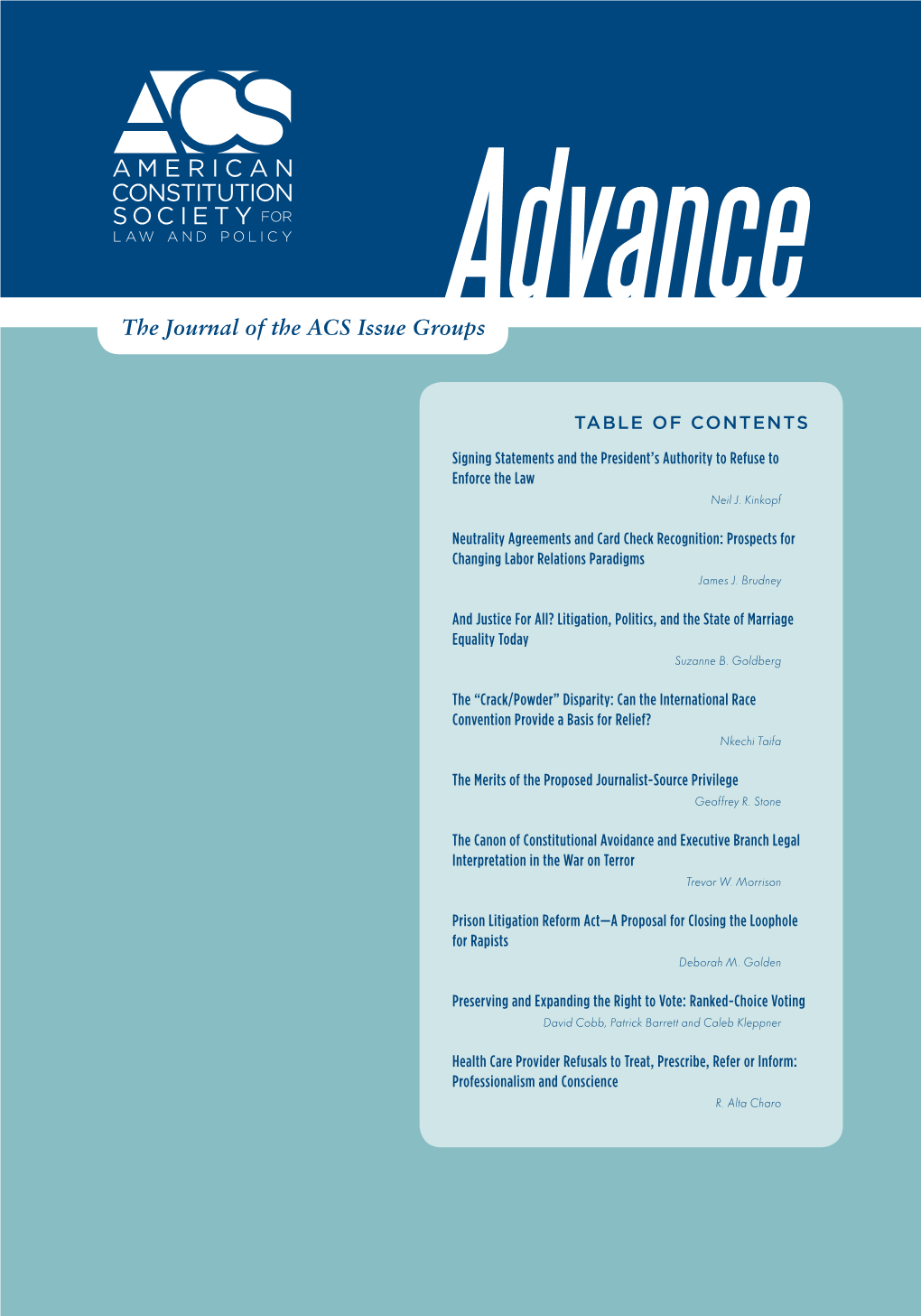The Journal of the ACS Issue Groups