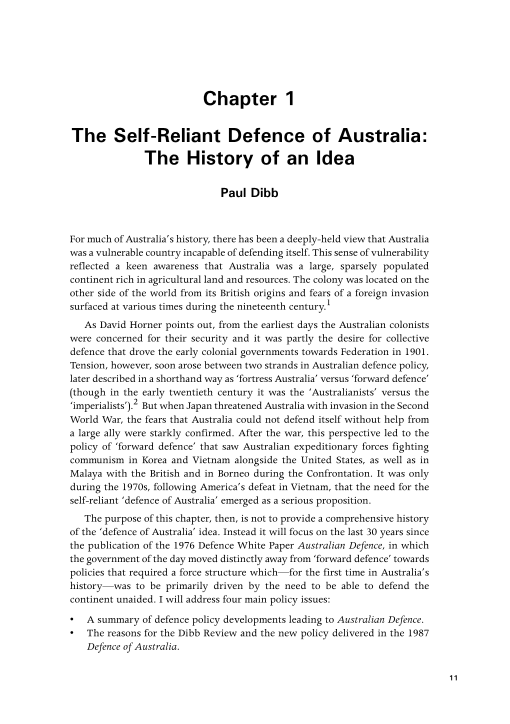 The Self-Reliant Defence of Australia: the History of an Idea