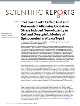 Treatment with Caffeic Acid and Resveratrol Alleviates Oxidative Stress Induced Neurotoxicity in Cell and Drosophila Models of S