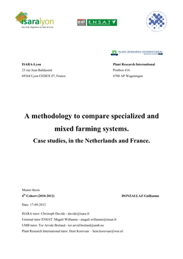 A Methodology to Compare Specialized and Mixed Farming Systems
