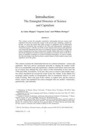 Introduction: the Entangled Histories of Science and Capitalism