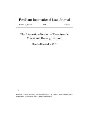 The Internationalization of Francisco De Vitoria and Domingo De Soto