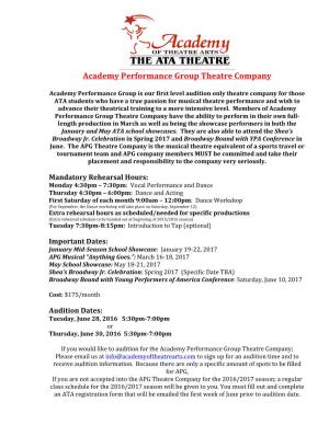 Academy Performance Group Theatre Company