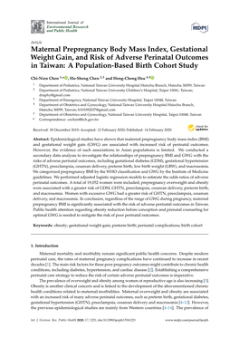 Maternal Prepregnancy Body Mass Index, Gestational Weight Gain, and Risk of Adverse Perinatal Outcomes in Taiwan: a Population-Based Birth Cohort Study