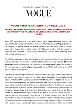 Vogue Talents and Who Is on Next? 2014