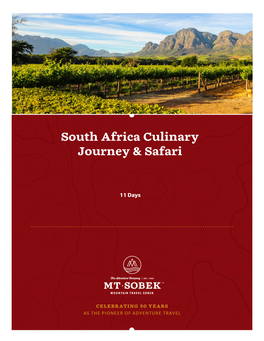 South Africa Culinary Journey & Safari