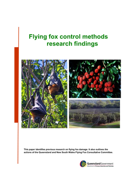 Flying Fox Control Methods Research Findings