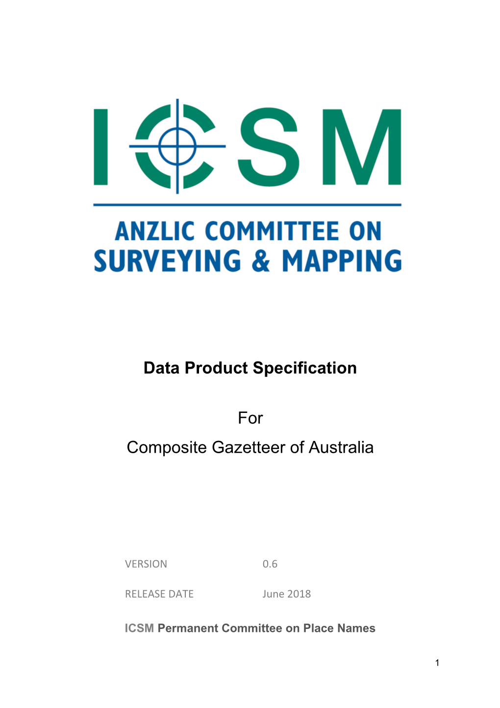 Data Product Specification for Composite Gazetteer of Australia