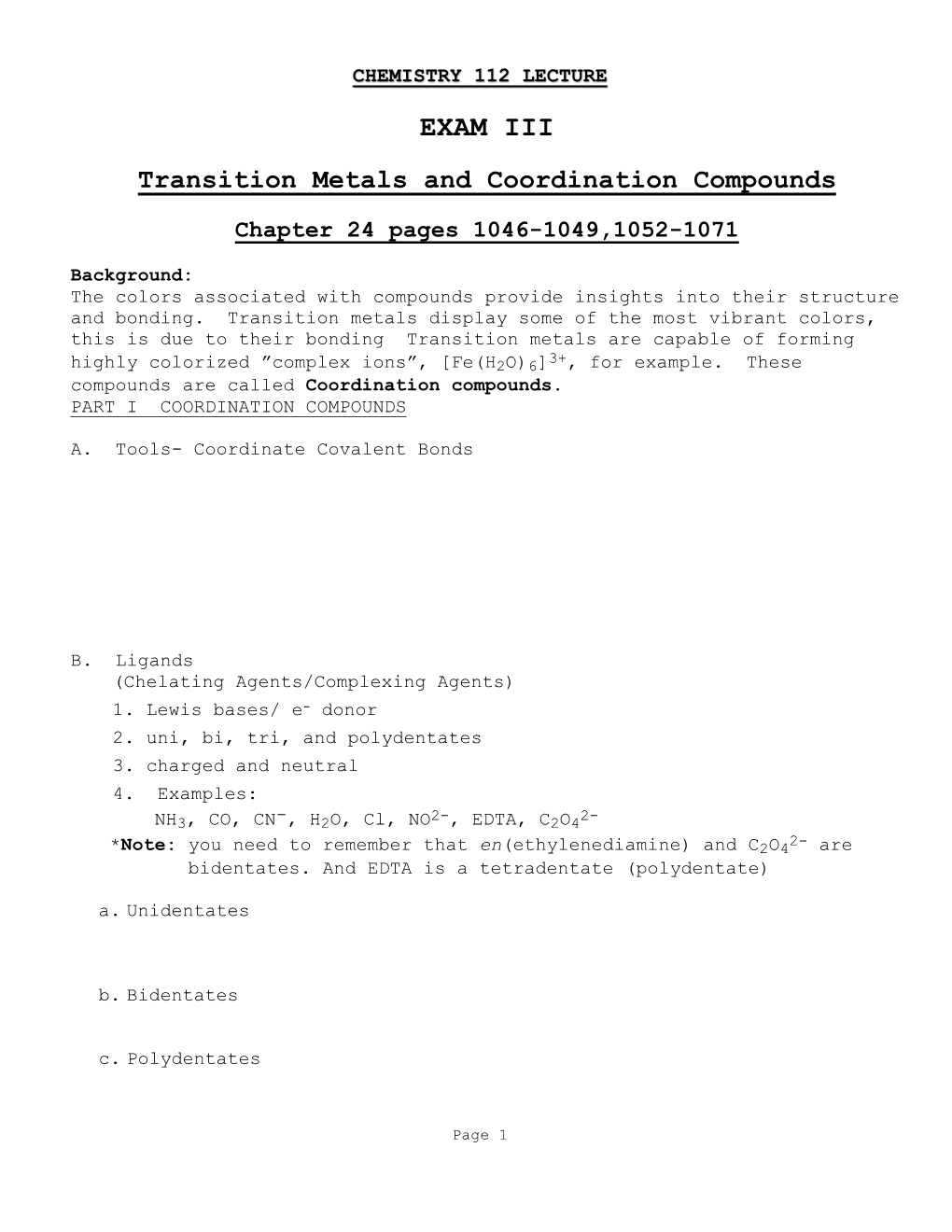 Transition Metals and Coordination Compounds