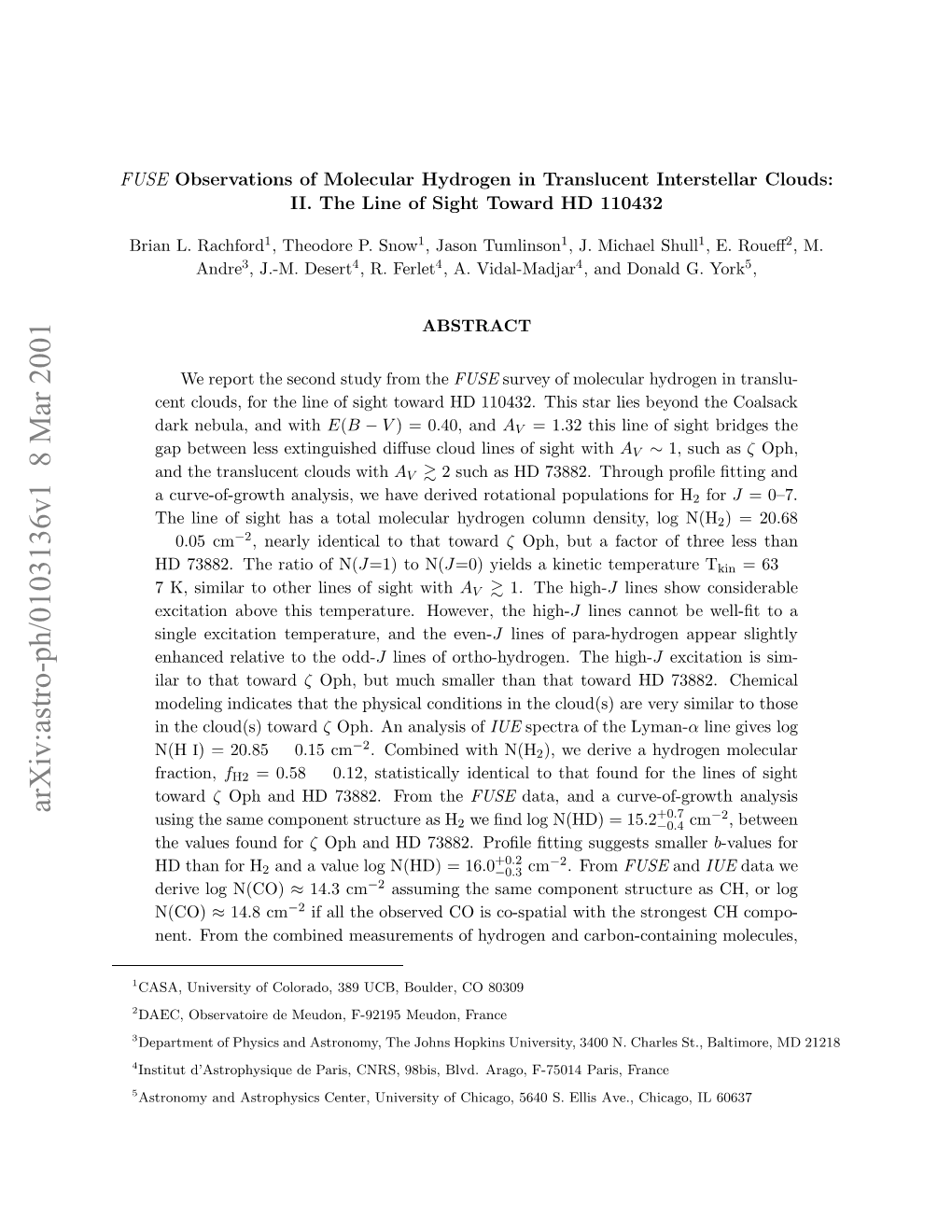 FUSE Observations of Molecular Hydrogen in Translucent Interstellar