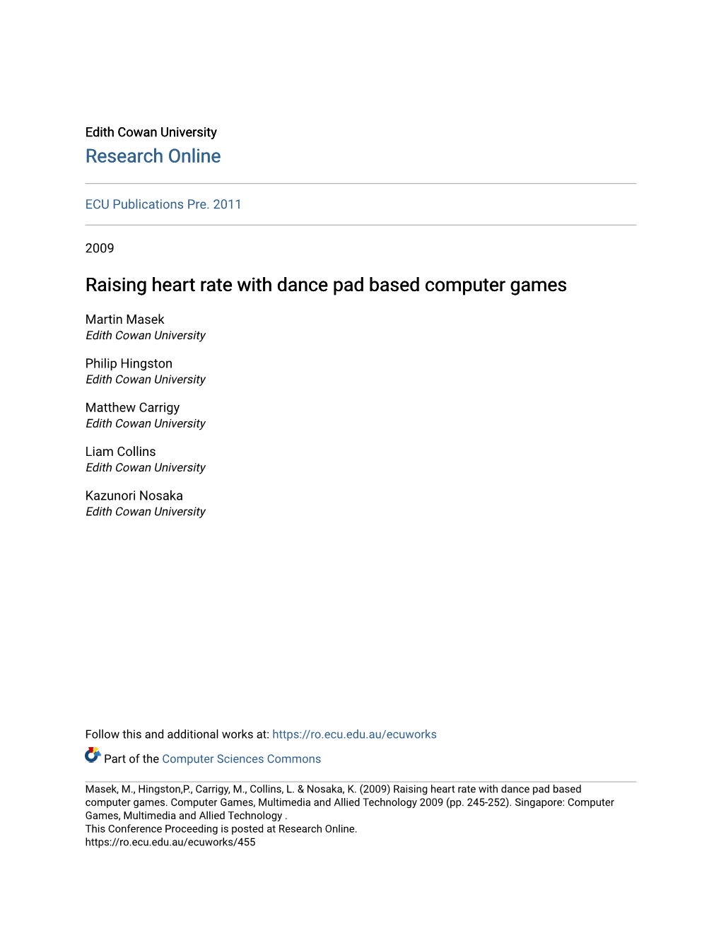 Raising Heart Rate with Dance Pad Based Computer Games