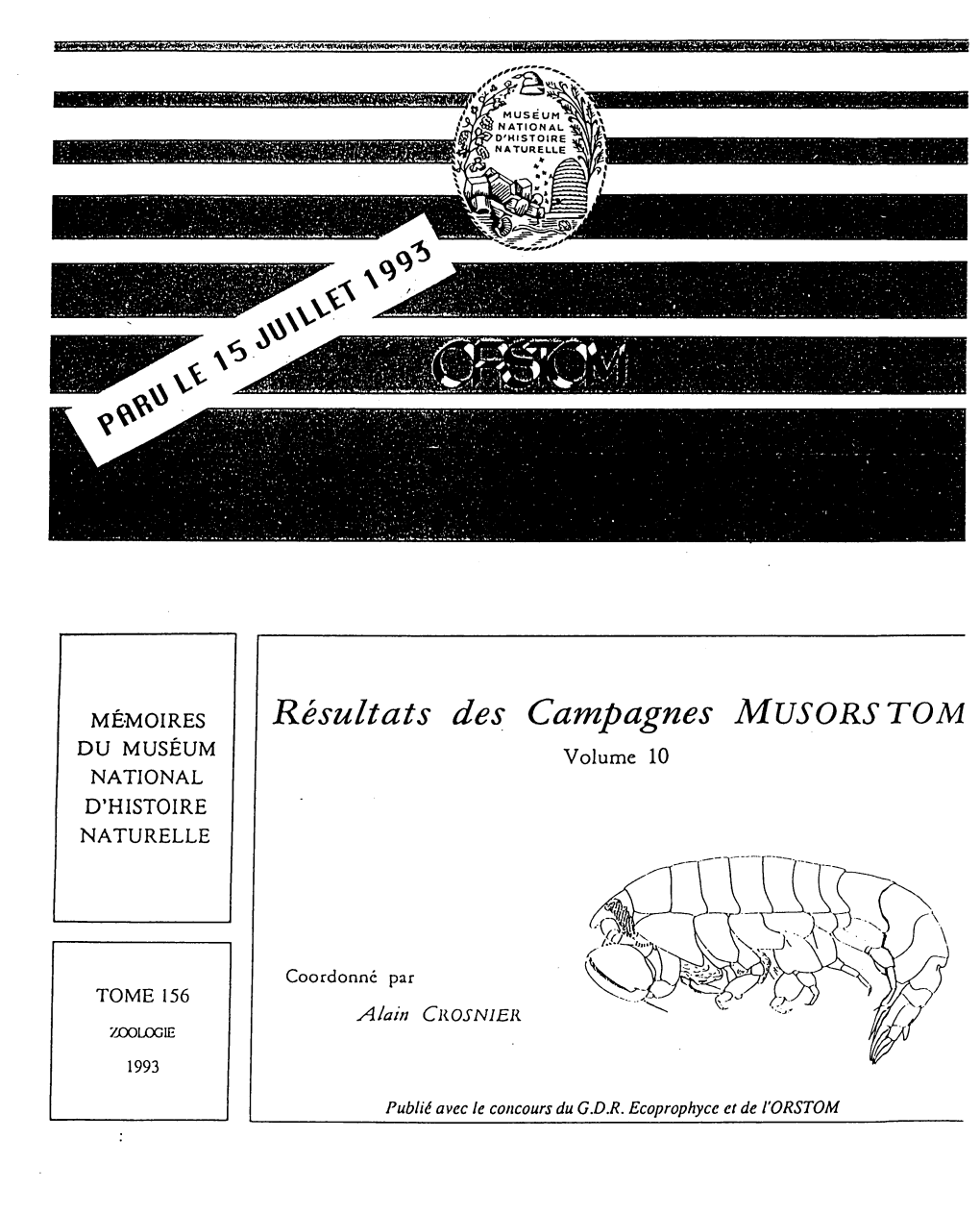 Resultats Des Campagnes MUSORSTOM DU MUSEUM Volume 10 NATIONAL D'histoire NATURELLE