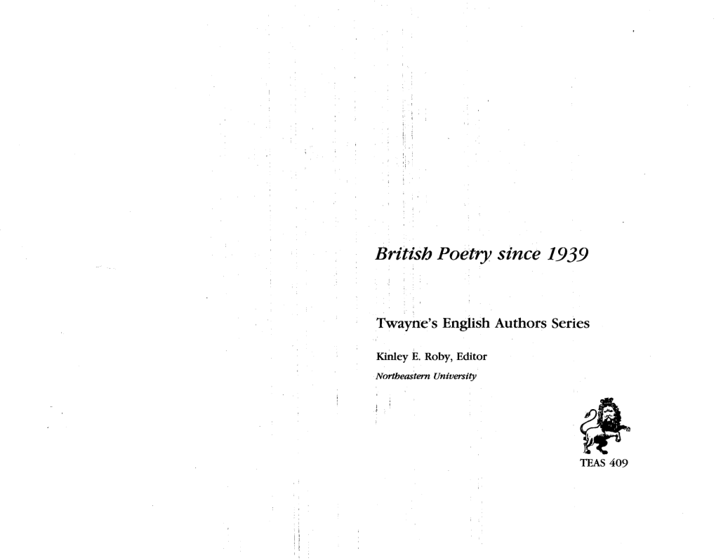 British Poetry Since 1939