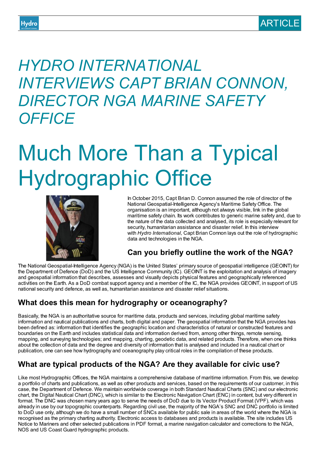 Much More Than a Typical Hydrographic Office