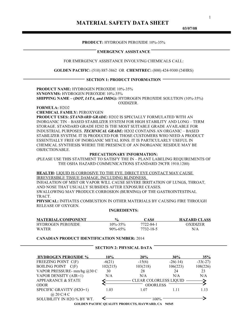 Material Safety Data Sheet s80