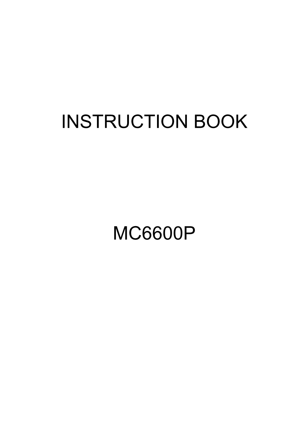 Instruction Book Mc6600p