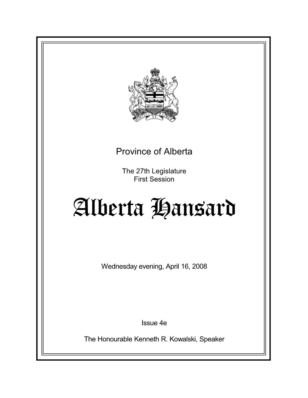 Alberta Hansard