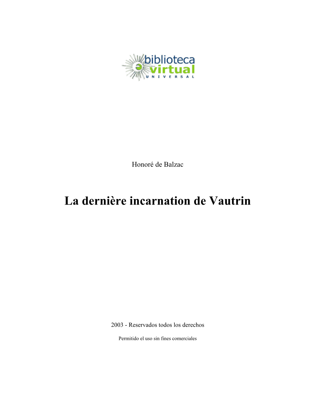 La Dernière Incarnation De Vautrin