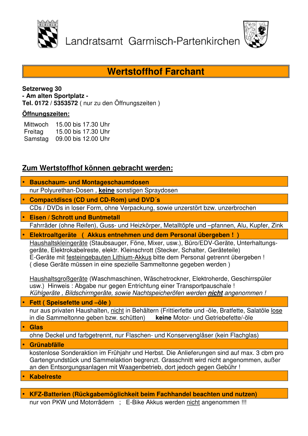 Wertstoffhof Farchant