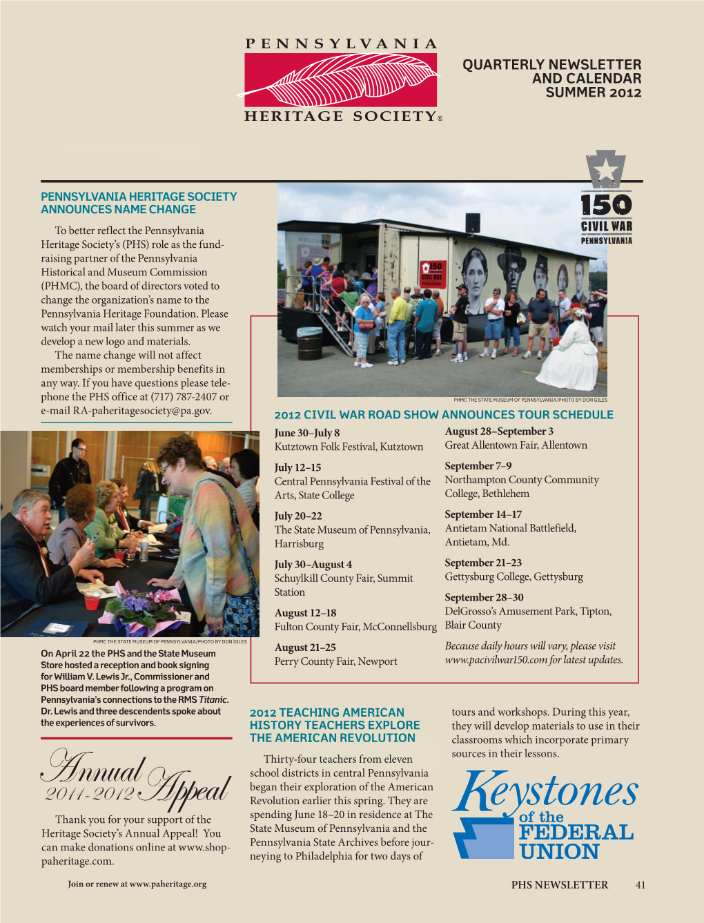 Pennsylvania Heritage Society Newsletter Summer 2012