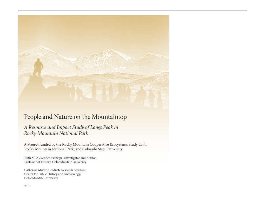 People and Nature on the Mountaintop a Resource and Impact Study of Longs Peak in Rocky Mountain National Park